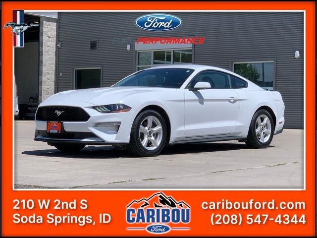 2019 Ford Mustang EcoBoost in Oxford White — front three-quarter view