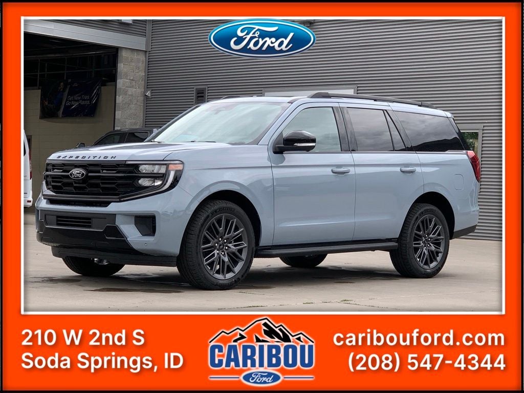 2026 Ford Expedition Platinum in Glacier Gray Metallic Tri-Coat — front three-quarter view
