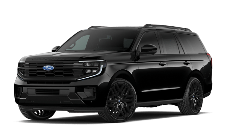 2027 Ford Expedition Platinum in Agate Black Metallic — front three-quarter view