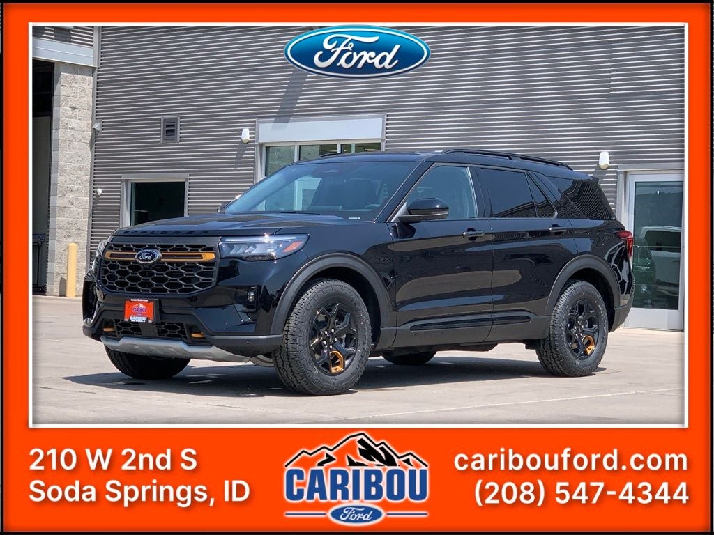 2026 Ford Explorer Tremor in Agate Black Metallic — front three-quarter view