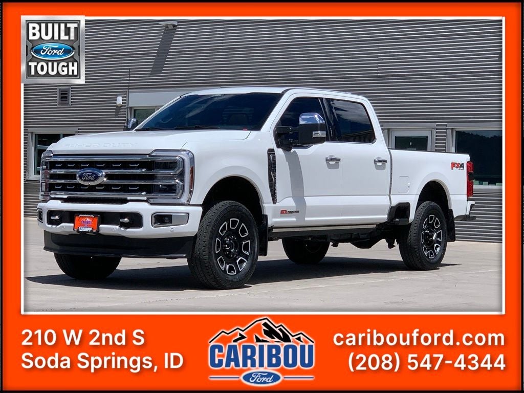 2024 Ford F-350SD Platinum in White Metallic — front three-quarter view
