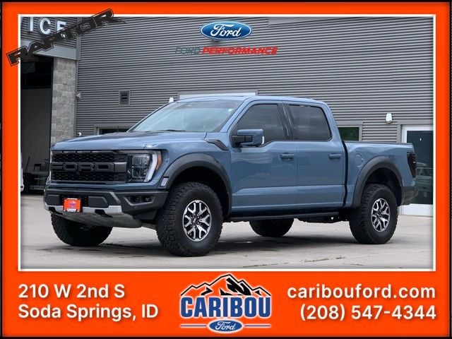 2023 Ford F-150 Raptor in Azure Gray Metallic — front three-quarter view