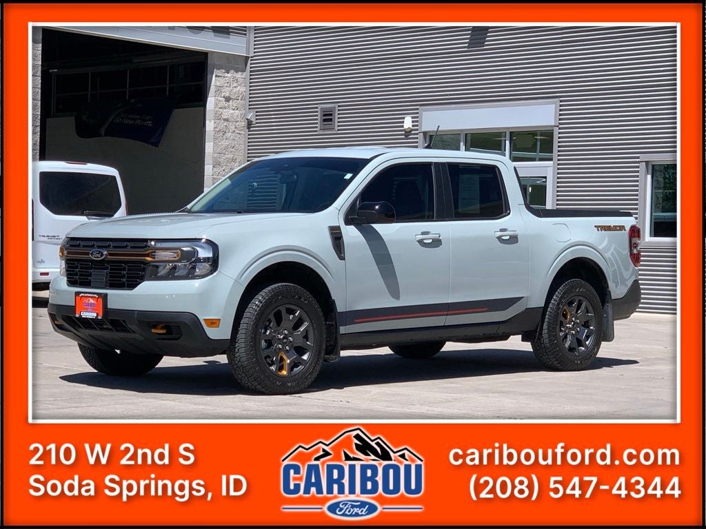 2024 Ford Maverick Lariat in Cactus Gray — front three-quarter view